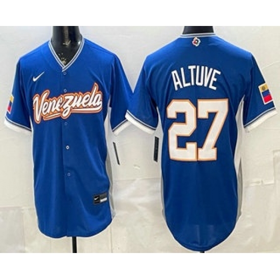 Men's Venezuela #27 Jose Altuve Blue 2026 World Baseball Classic Cool Base Jersey