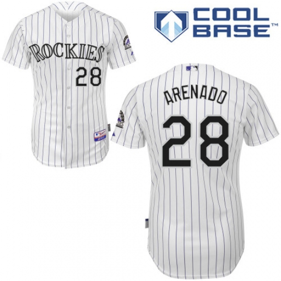 Men's Majestic Colorado Rockies #28 Nolan Arenado Replica White Home Cool Base MLB Jersey