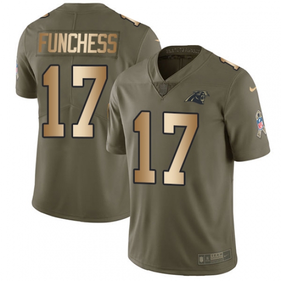 Youth Nike Carolina Panthers #17 Devin Funchess Limited Olive/Gold 2017 Salute to Service NFL Jersey - Ujersey