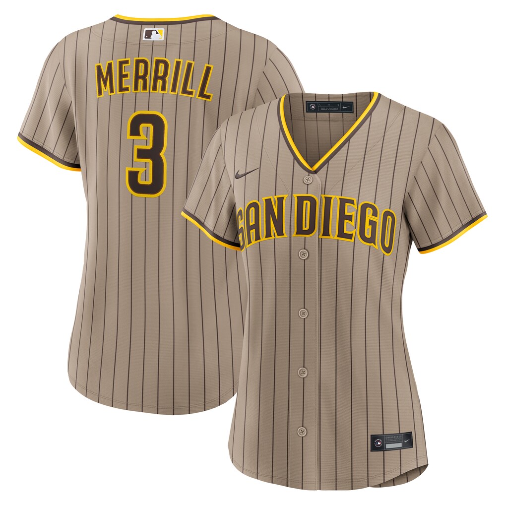 Women's San Diego Padres Jackson Merrill Nike Sand Replica Jersey - ujerseystore