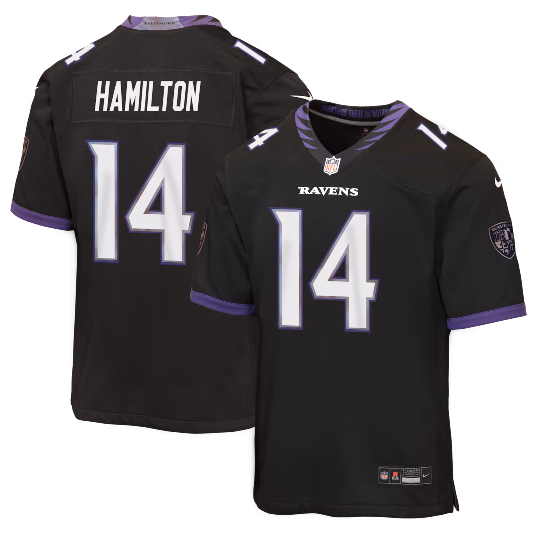 Youth Baltimore Ravens Kyle Hamilton Nike Black Alternate Game Jersey
