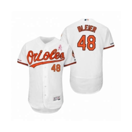 Men 2019 Mothers Day Richard Bleier Baltimore Orioles #48 White Flex Base Home Jersey - Ujersey