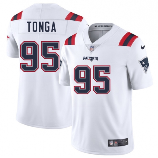 Men's New England Patriots #95 Khyiris Tonga White 2025 Vapor Limited Football Stitched Jersey - Ujersey