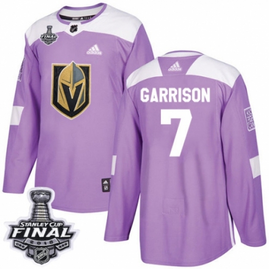 Youth Adidas Vegas Golden Knights #7 Jason Garrison Authentic Purple Fights Cancer Practice 2018 Stanley Cup Final NHL Jersey - Ujersey
