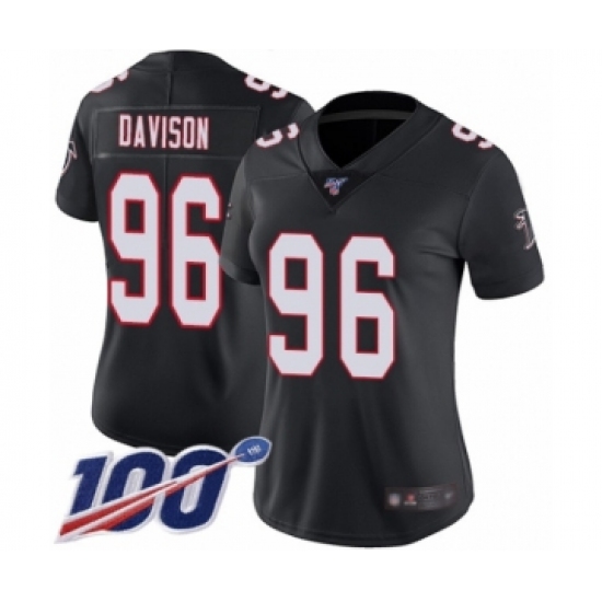 Women's Atlanta Falcons #96 Tyeler Davison Black Alternate Vapor Untouchable Limited Player 100th Season Football Jersey - Ujersey