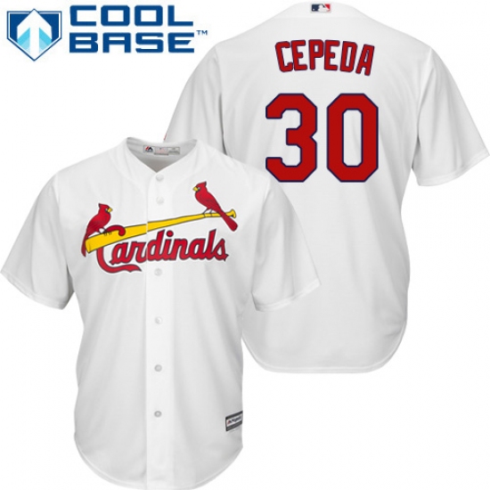 Men's Majestic St. Louis Cardinals #30 Orlando Cepeda Replica White Home Cool Base MLB Jersey - Ujersey