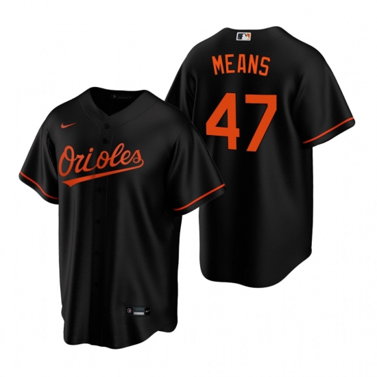 Men's Nike Baltimore Orioles #47 John Means Black Alternate Stitched Baseball Jersey - Ujersey