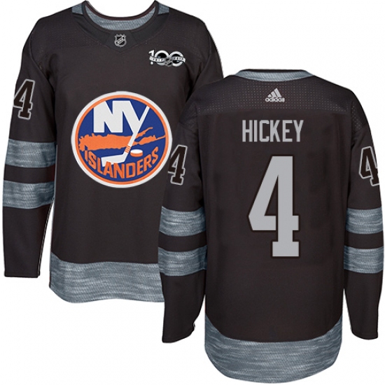 Men's Adidas New York Islanders #4 Thomas Hickey Authentic Black 1917-2017 100th Anniversary NHL Jersey - Ujersey