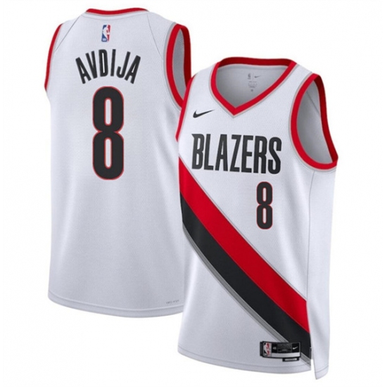 Men's Portland Trail Blazers #8 Deni Avdija White Association Edition Stitched Basketball Jersey - Ujersey