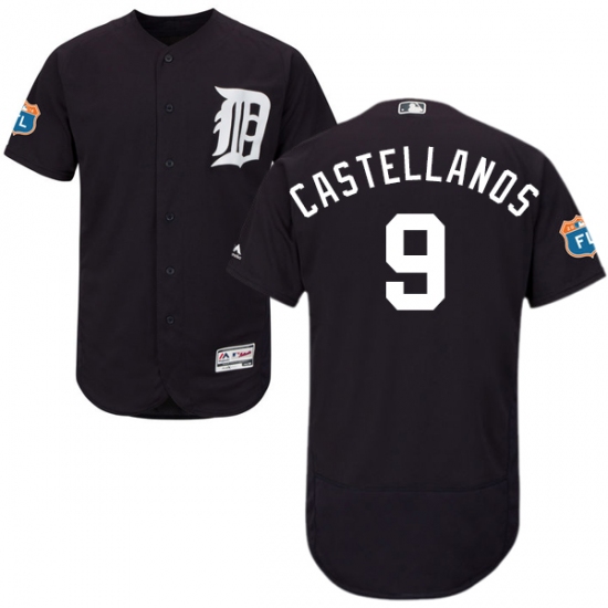 Men's Majestic Detroit Tigers #9 Nick Castellanos Navy Blue Alternate Flex Base Authentic Collection MLB Jersey - Ujersey