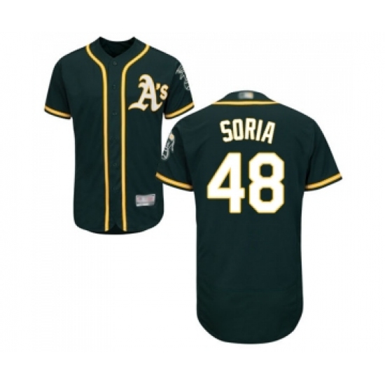Men's Oakland Athletics #48 Joakim Soria Green Alternate Flex Base Authentic Collection Baseball Jersey - Ujersey