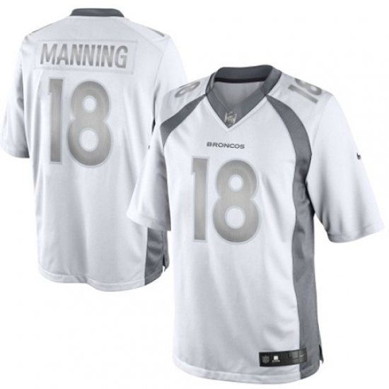 Men's Nike Denver Broncos #18 Peyton Manning Limited White Platinum NFL Jersey - Ujersey