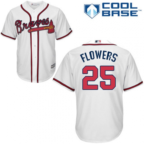 Youth Majestic Atlanta Braves #25 Tyler Flowers Authentic White Home Cool Base MLB Jersey - Ujersey