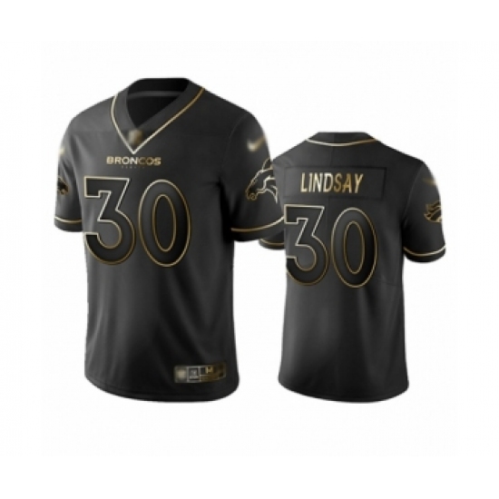 Men's Denver Broncos #30 Phillip Lindsay Black Golden Edition Limited Football Jersey - Ujersey