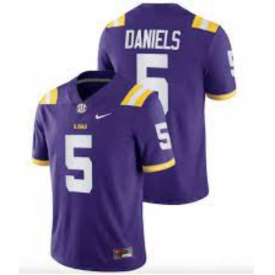 Men's LSU tigers Jayden Daniels #5 Purple Limited Stitched jersey