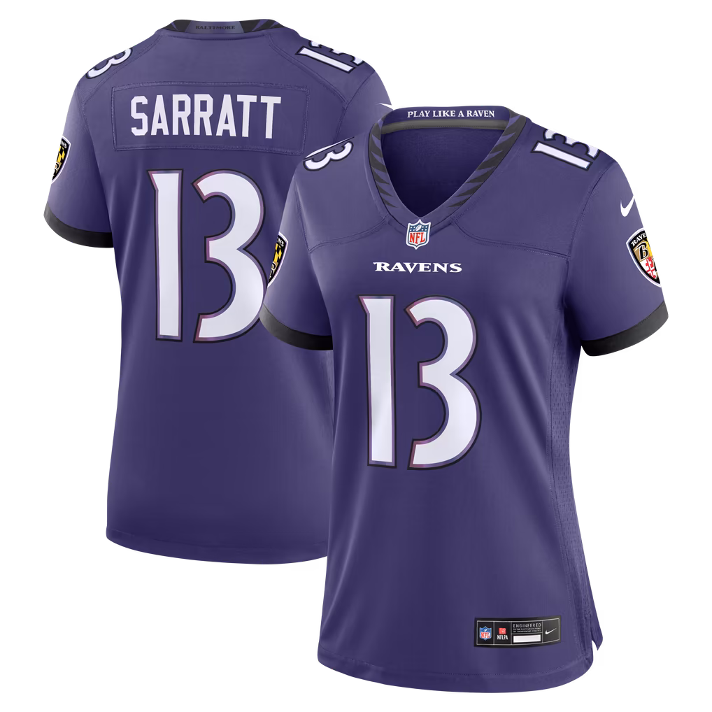 Women's Baltimore Ravens Elijah Sarratt Nike Purple Team Game Jersey - Ujersey