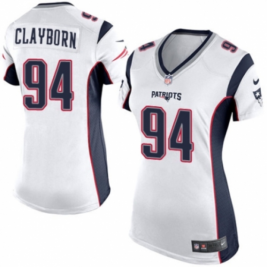 Women's Nike New England Patriots #94 Adrian Clayborn Game White NFL Jersey - Ujersey