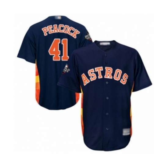 Youth Houston Astros #41 Brad Peacock Authentic Navy Blue Alternate Cool Base 2019 World Series Bound Baseball Jersey - Ujersey