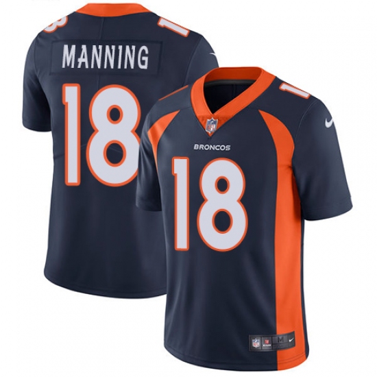 Men's Nike Denver Broncos #18 Peyton Manning Navy Blue Alternate Vapor Untouchable Limited Player NFL Jersey - Ujersey