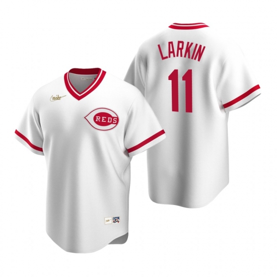 Men's Nike Cincinnati Reds #11 Barry Larkin White Cooperstown Collection Home Stitched Baseball Jersey - Ujersey