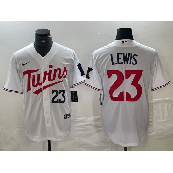 Men's Minnesota Twins #23 Royce Lewis Number White Stitched MLB Cool Base Nike Jersey - Ujersey