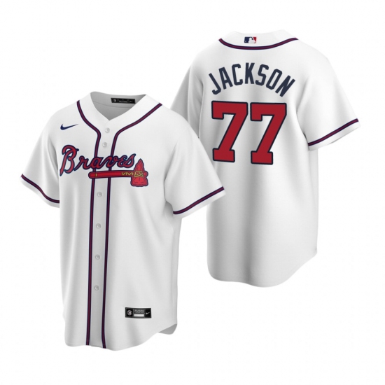 Men's Nike Atlanta Braves #77 Luke Jackson White Home Stitched Baseball Jersey - Ujersey