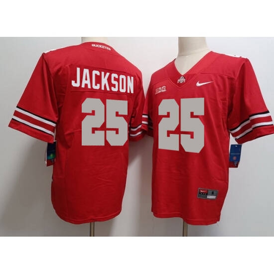 Men's Ohio State Buckeyes #25 Jackson Red Limited Stitched Football Jersey - Ujersey