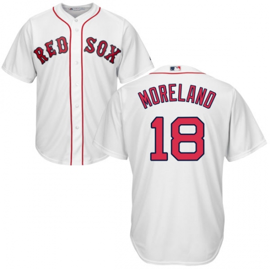 Youth Majestic Boston Red Sox #18 Mitch Moreland Authentic White Home Cool Base MLB Jersey - Ujersey