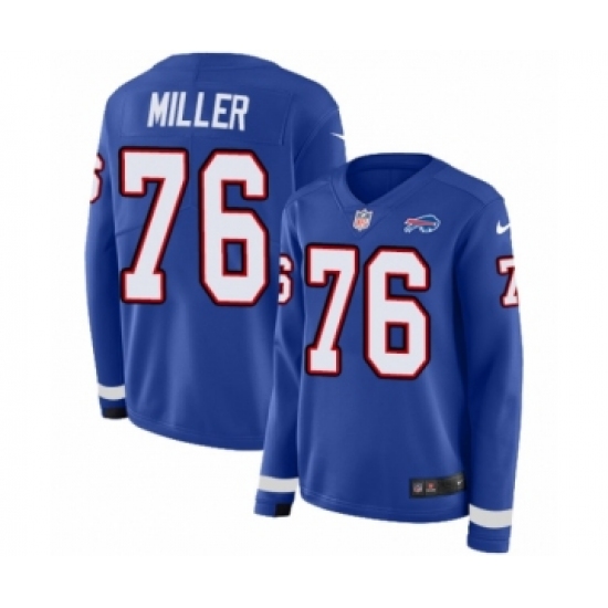Women's Nike Buffalo Bills #76 John Miller Limited Royal Blue Therma Long Sleeve NFL Jersey - Ujersey