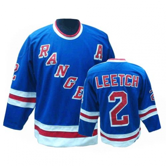 Men's CCM New York Rangers #2 Brian Leetch Authentic Royal Blue Throwback NHL Jersey - Ujersey