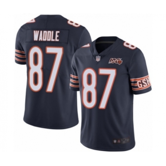 Men's Chicago Bears #87 Tom Waddle Navy Blue Team Color 100th Season Limited Football Jersey - Ujersey