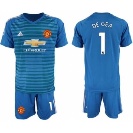 Manchester United #1 De Gea Blue Goalkeeper Soccer Club Jersey