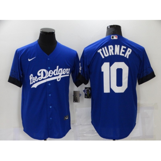 Men's Nike Los Angeles Dodgers #10 Justin Turner Blue Game City Player Jersey - Ujersey