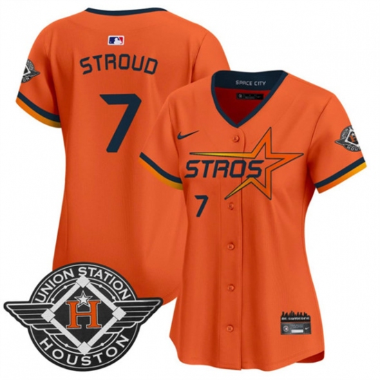 Women's Houston Astros #7 C.J. Stroud Orange 2025 City Connect Limited Stitched Baseball Jersey(Run Small) - Ujersey