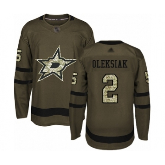 Youth Dallas Stars #2 Jamie Oleksiak Authentic Green Salute to Service Hockey Jersey - Ujersey