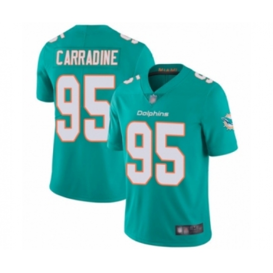 Youth Miami Dolphins #95 Tank Carradine Aqua Green Team Color Vapor Untouchable Limited Player Football Jersey - Ujersey
