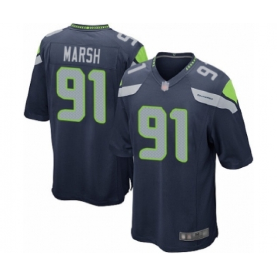 Men's Seattle Seahawks #91 Cassius Marsh Game Navy Blue Team Color Football Jersey - Ujersey