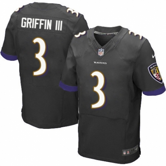 Men's Nike Baltimore Ravens #3 Robert Griffin III Elite Black Alternate NFL Jersey - Ujersey