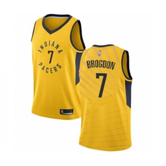 Men's Indiana Pacers #7 Malcolm Brogdon Authentic Gold Basketball Jersey Statement Edition - Ujersey