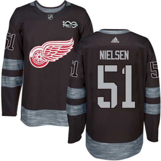 Men's Adidas Detroit Red Wings #51 Frans Nielsen Authentic Black 1917-2017 100th Anniversary NHL Jersey - Ujersey