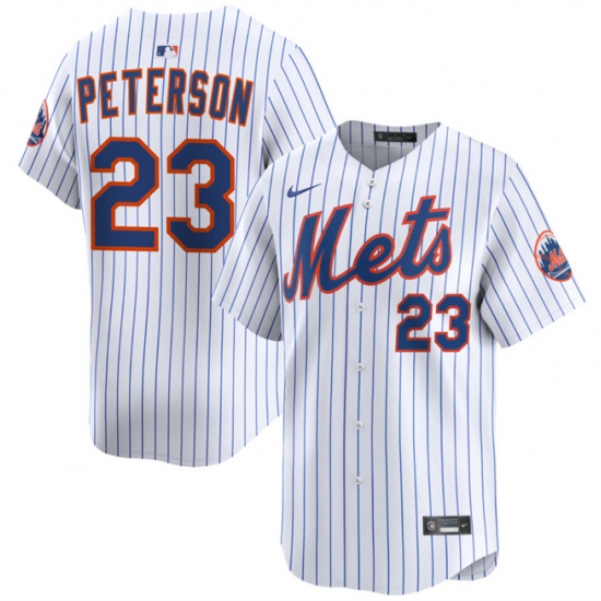 Men's New York Mets #23 David Peterson White 2025 Home Limited Stitched Baseball Jersey - Ujersey