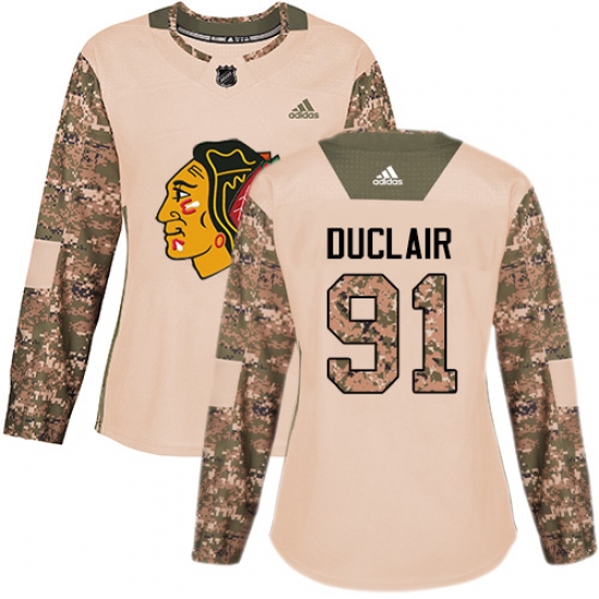 Women's Adidas Chicago Blackhawks #91 Anthony Duclair Authentic Camo Veterans Day Practice NHL Jersey - Ujersey