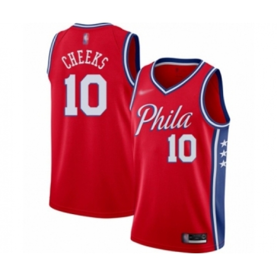 Women's Philadelphia 76ers #10 Maurice Cheeks Swingman Red Finished Basketball Jersey - Statement Edition - Ujersey