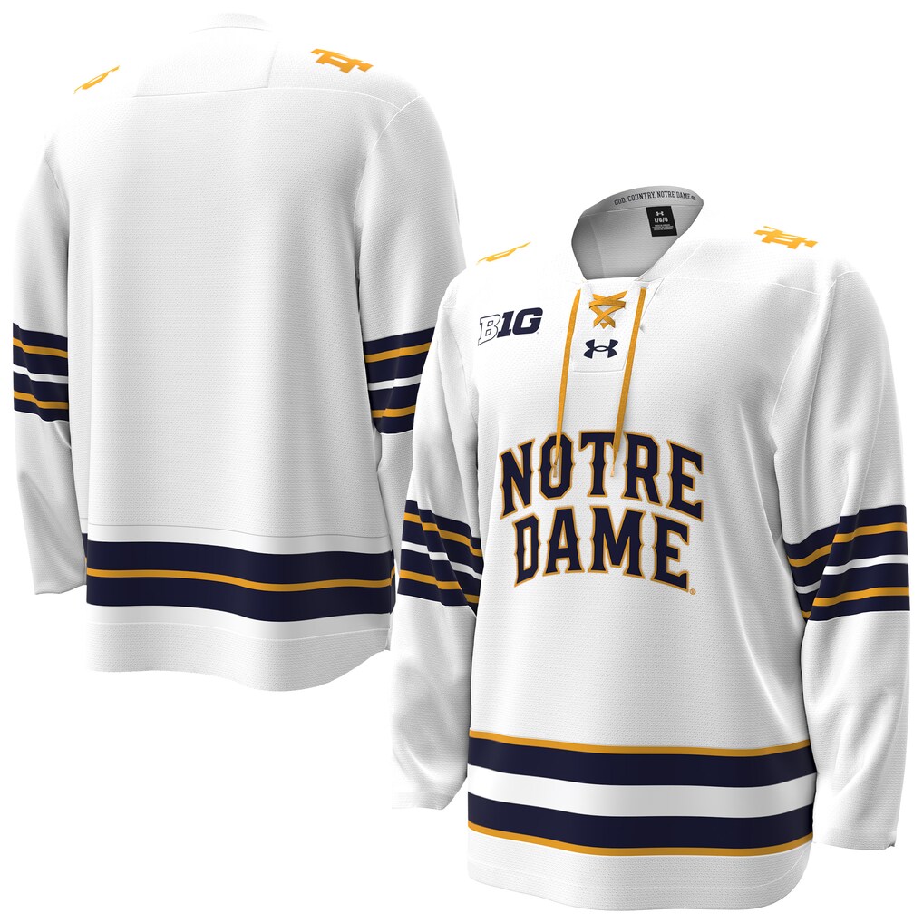 Men's Under Armour White Notre Dame Fighting Irish Home Replica Hockey Jersey - ujerseystore