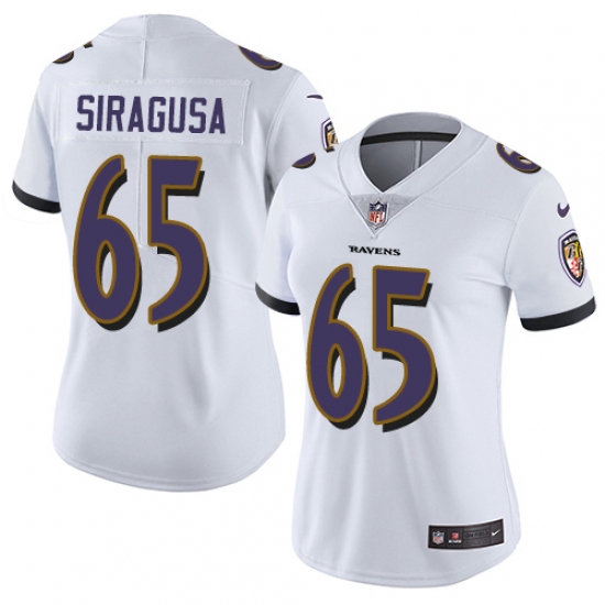 Women's Nike Baltimore Ravens #60 Nico Siragusa White Vapor Untouchable Limited Player NFL Jersey - Ujersey