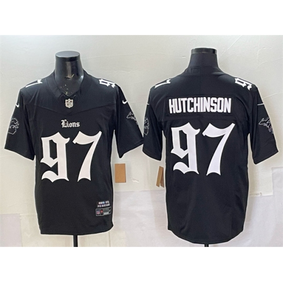 Men's Detroit Lions #97 Aidan Hutchinson Black 2025 F.U.S.E. 'Gothic Motor Grit Edition' Vapor Limited Stitched Football Jersey - Ujersey