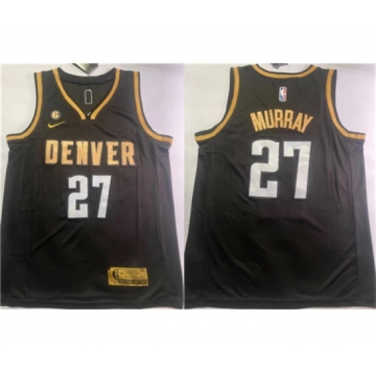 Men's Denver Nuggets #27 Jamal Murray Black With NO.6 Stitched Jersey - Ujersey