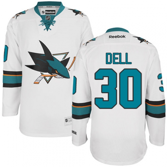 Youth Reebok San Jose Sharks #30 Aaron Dell Authentic White Away NHL Jersey - Ujersey