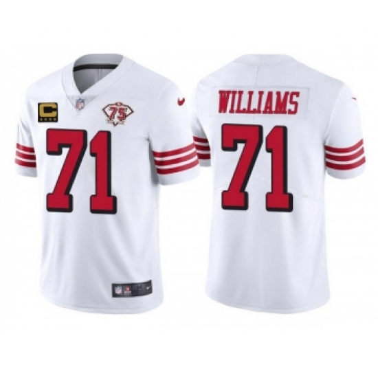 Men's San Francisco 49ers #71 Trent Williams White 75th Anniversary With C Patch Vapor Untouchable Limited Stitched Football Jersey - Ujersey