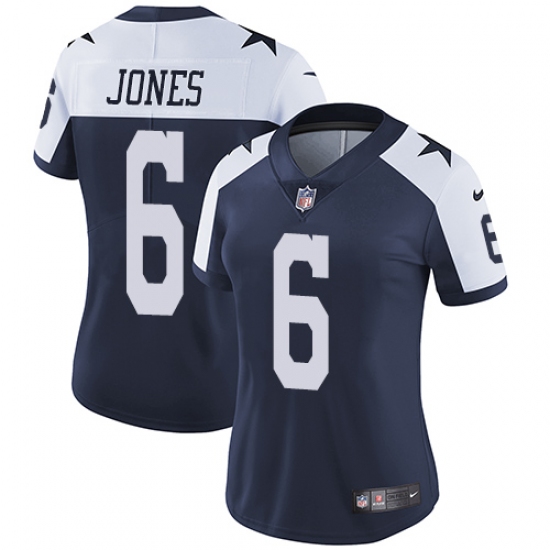 Women's Nike Dallas Cowboys #6 Chris Jones Navy Blue Throwback Alternate Vapor Untouchable Limited Player NFL Jersey - Ujersey